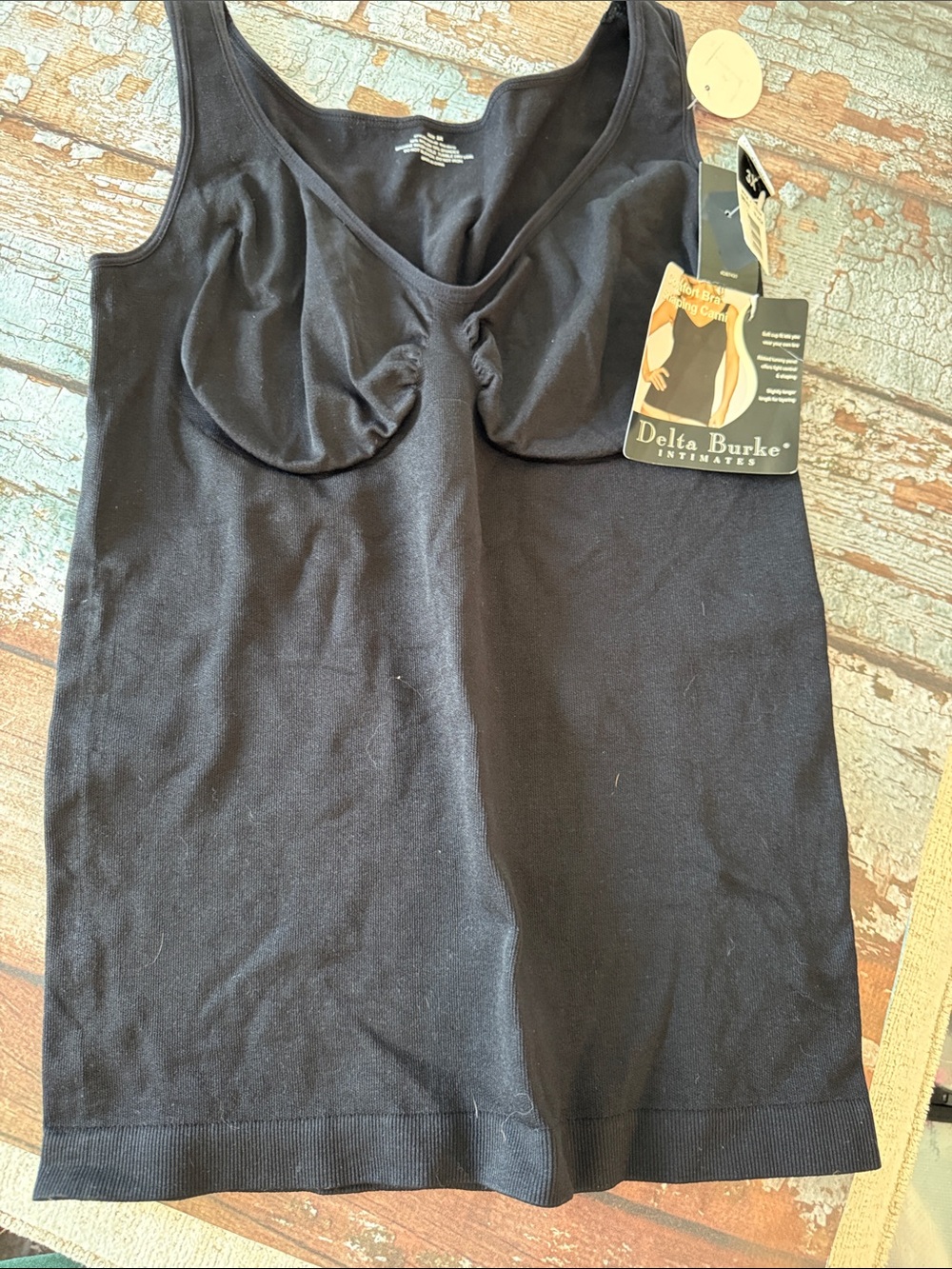 Delta Burke Black Seamless Shelf Bra Tank Top